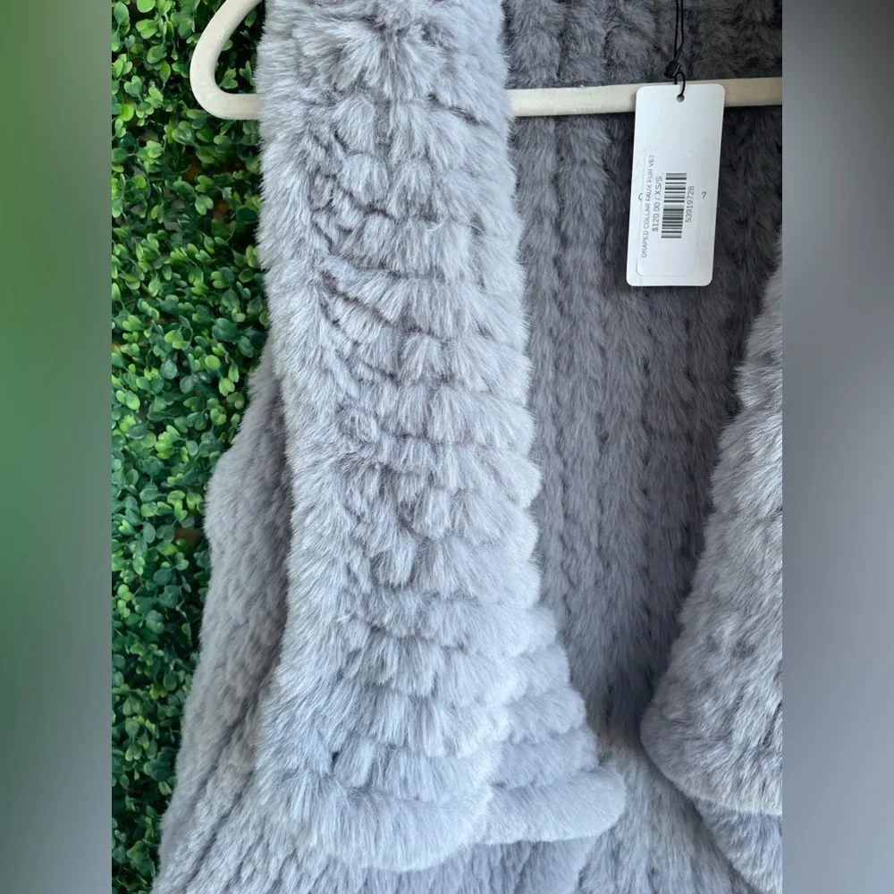 Current Air - Anthropologie | Draped Collar Faux Fur Vest in Gray - NWT